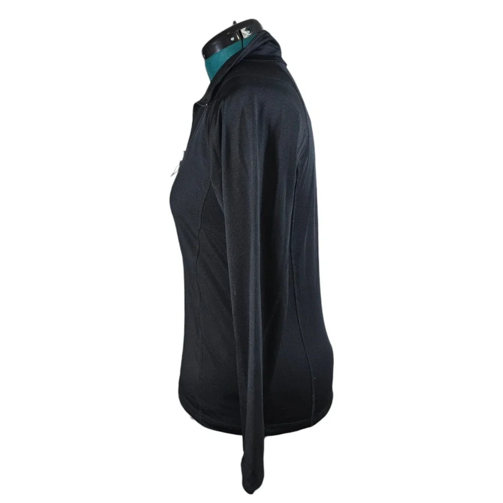 Snozu‎ Quarter 1/4 Zip Women's Pullover Jacket Black Size Small Thumb Holes - Picture 2 of 10
